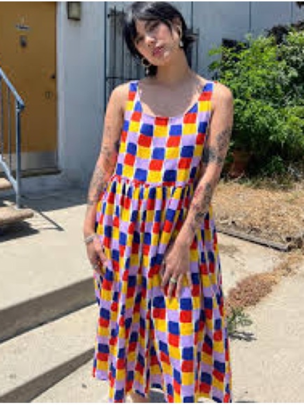 Nooworks Sz Lg Vacation Grid Dress - Picture 2 of 6